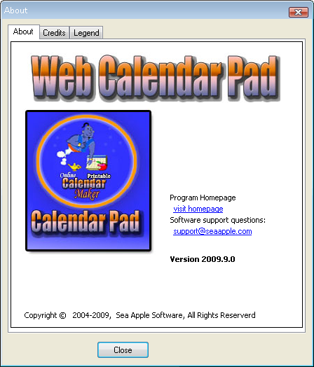 Web Calendar Pad v2009.9