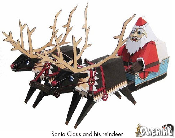 Санта Клаус и упряжка оленей