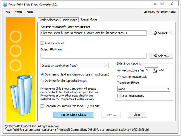 DzSoft PowerPoint Slide Show Converter