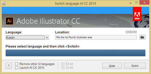 Switch UI Language Adobe CC 2015