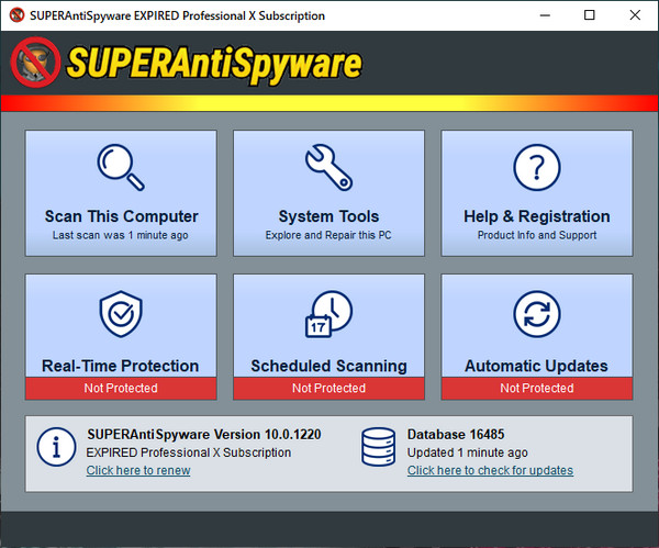 SUPERAntiSpyware Professional X 10.0.1220