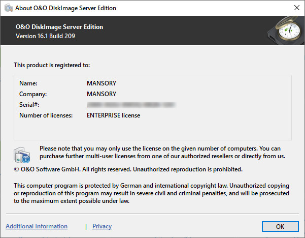 O&O DiskImage Server 16.1 Build 209