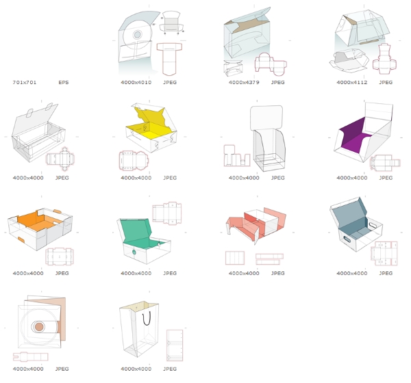 Разные коробки, упаковка, выкройки1